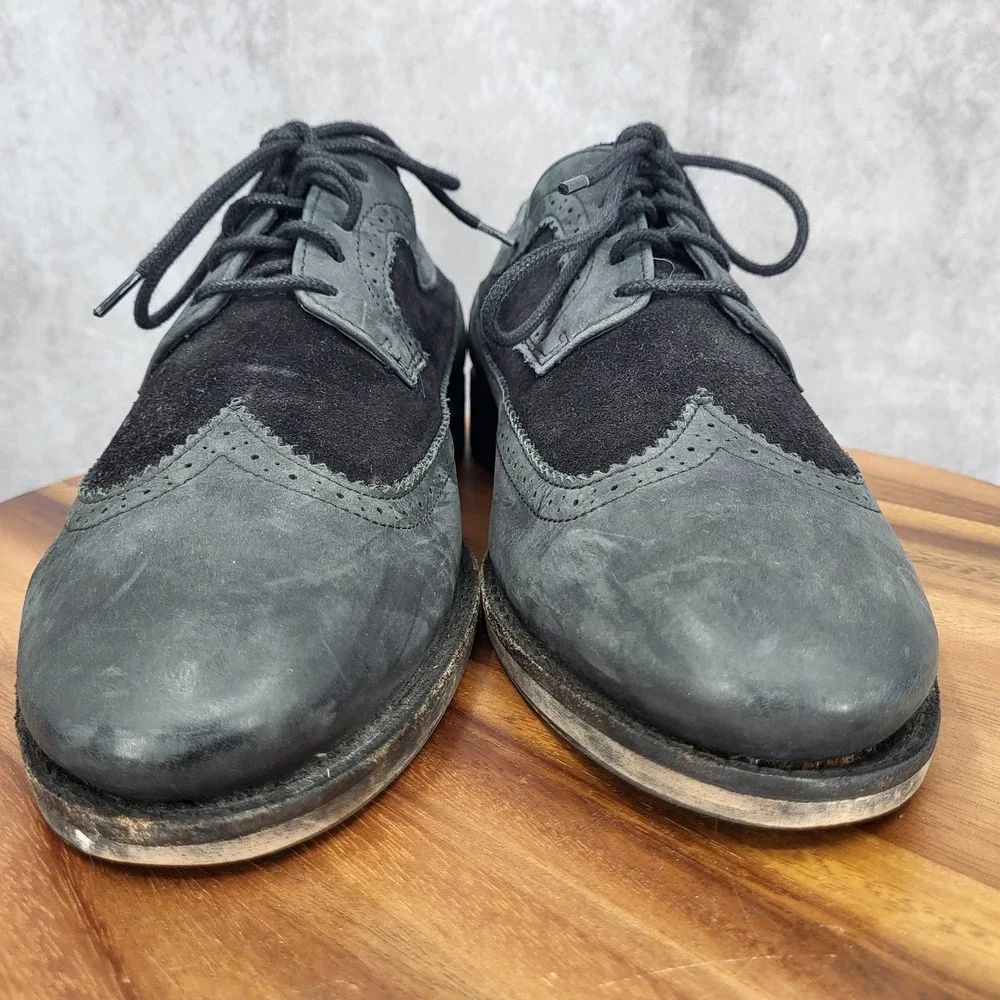 Brusque‎ Oxford Shoes Mens 13 EU 46 Gray Suede Leather Wingtip Dress Shoes